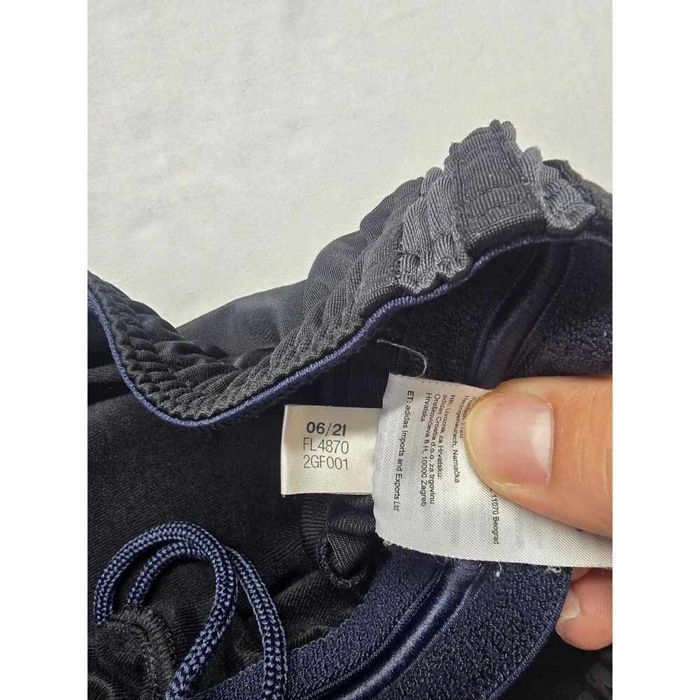 Adidas Track Pants Mens M Black Polyester Stretch Tapered 3 Strips Fleece